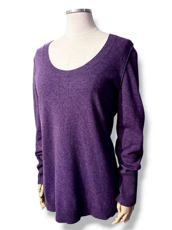 Sweaters - BANANA REPUBLIC Purple Cashmere Blend Scoop Neck Sweater Pointelle Detail